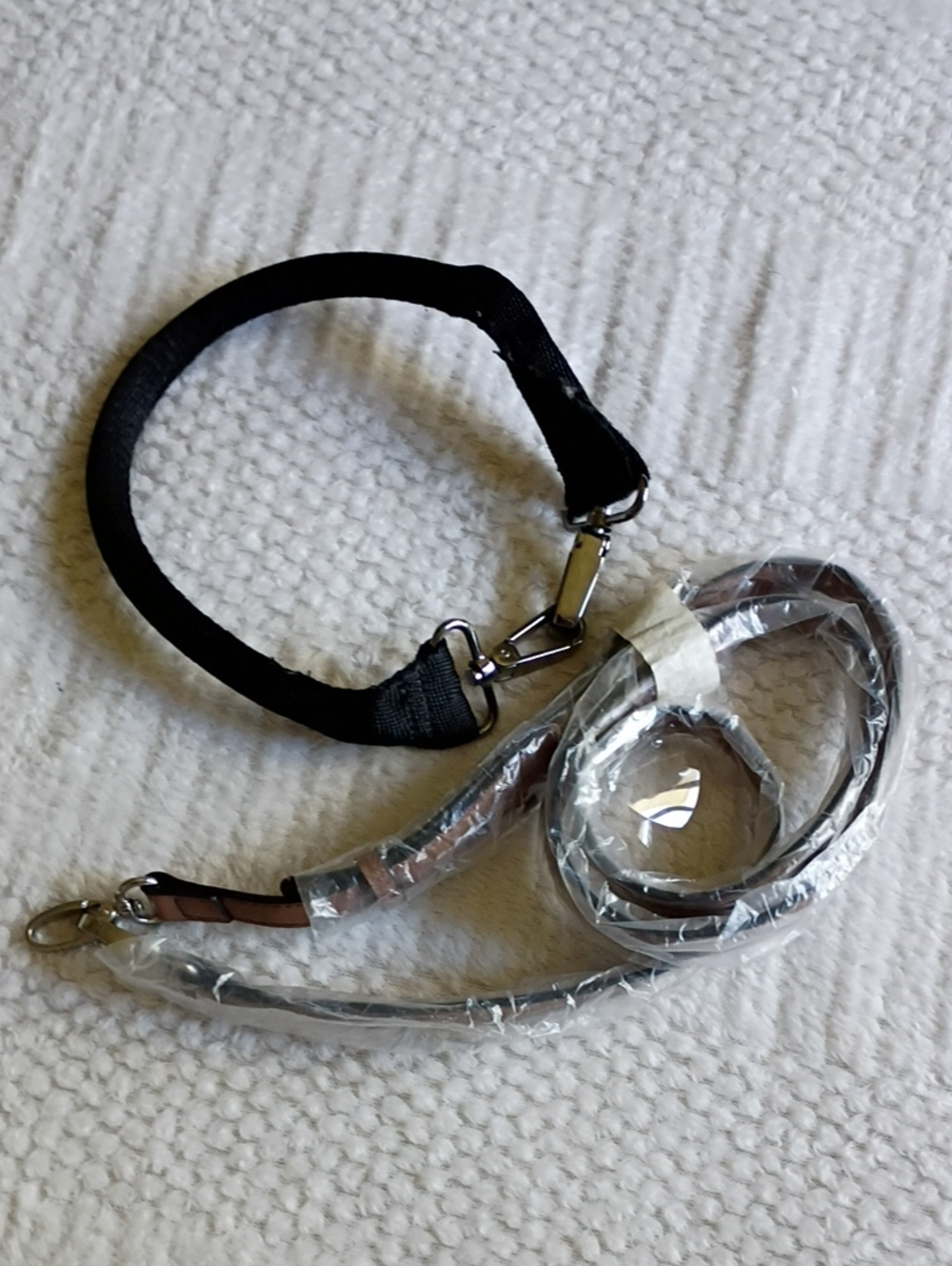 2 Brown/Black Elastic Wrist Strap with Silver Hardware